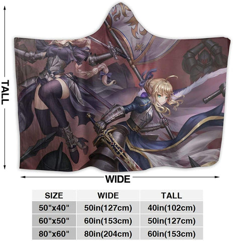 Image of Fate Stay Night Fleece Blanket - Anime Flannel Hooded Blanket