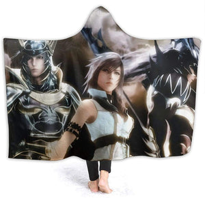 Final Fantasy Fleece Blanket - Game Printed Flannel Hooded Blanket