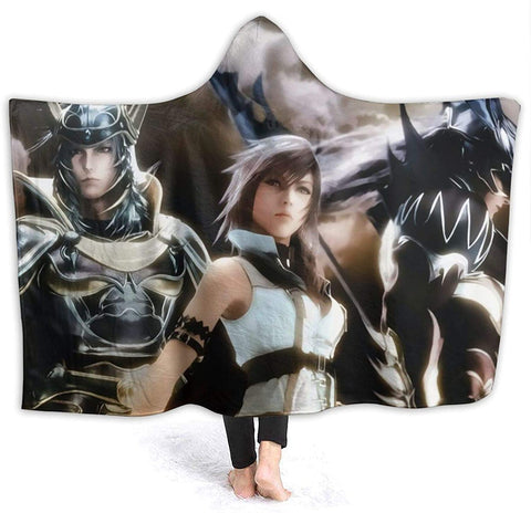 Image of Final Fantasy Fleece Blanket - Game Printed Flannel Hooded Blanket