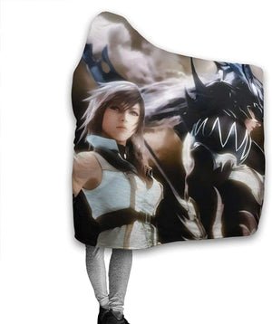 Final Fantasy Fleece Blanket - Game Printed Flannel Hooded Blanket