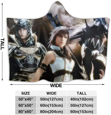 Image of Final Fantasy Fleece Blanket - Game Printed Flannel Hooded Blanket