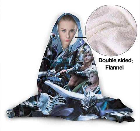 Image of Anime Final Fantasy Fleece Flannel Warm Hooded Blanket
