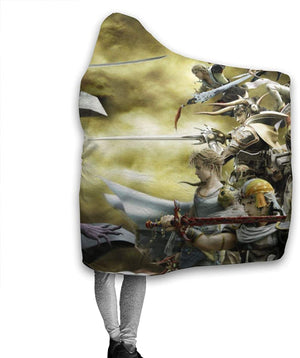 Anime Fleece Flannel Hooded Blankets - Final Fantasy Travel Blankets