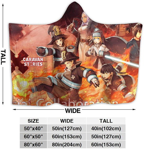 Image of Anime Fire Force Red Flannel Hooded Blanket