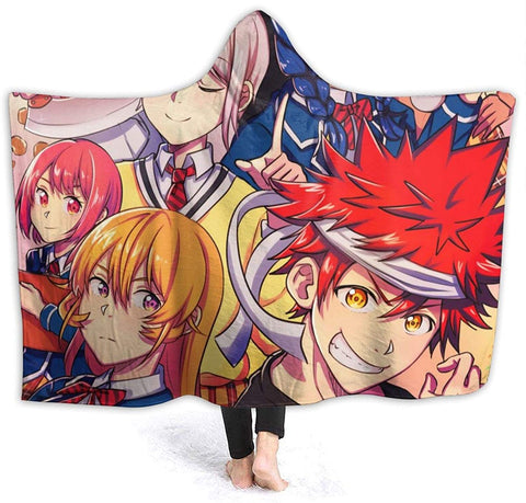 Image of Food Wars Shokugeki No Soma Warm Hooded Blanket - Throw Fleece Flannel Blanket