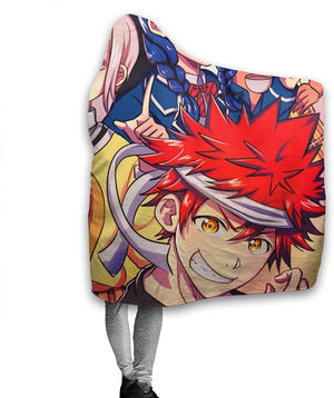 Food Wars Shokugeki No Soma Warm Hooded Blanket - Throw Fleece Flannel Blanket