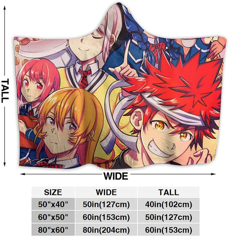 Image of Food Wars Shokugeki No Soma Warm Hooded Blanket - Throw Fleece Flannel Blanket