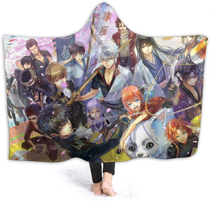Anime Gintama Flannel Hooded Blanket