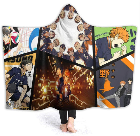 Image of Sherpa Fleece Hooded Blankets - Anime Haikyuu Blankets