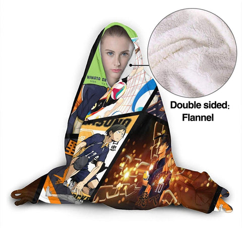 Image of Sherpa Fleece Hooded Blankets - Anime Haikyuu Blankets