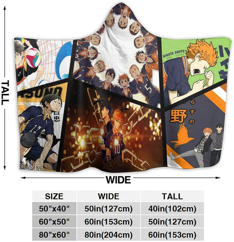 Image of Sherpa Fleece Hooded Blankets - Anime Haikyuu Blankets