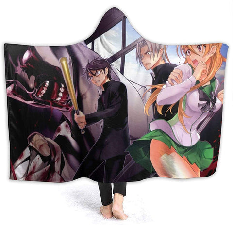 Image of Anime Fleece Flannel Hooded Blankets - Highschool of the Dead Travel Blankets