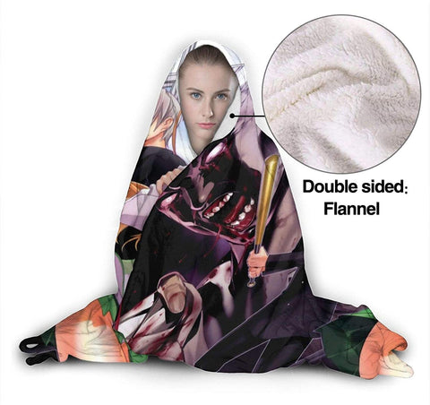 Image of Anime Fleece Flannel Hooded Blankets - Highschool of the Dead Travel Blankets