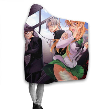 Anime Fleece Flannel Hooded Blankets - Highschool of the Dead Travel Blankets