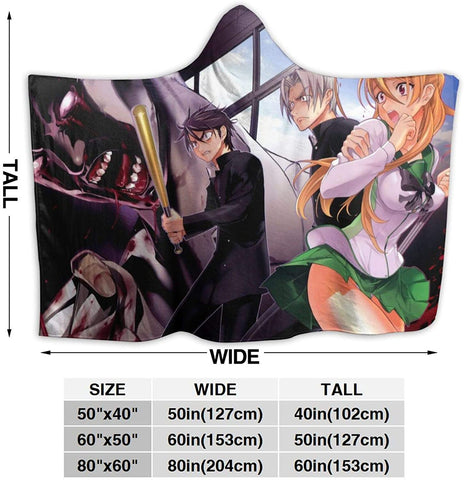 Image of Anime Fleece Flannel Hooded Blankets - Highschool of the Dead Travel Blankets