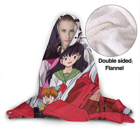 Image of Anime Inuyasha Fleece Flannel Hooded Blankets