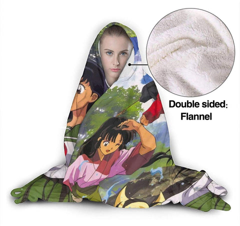 Image of Anime Inuyasha Blanket - Travel Fleece Flannel Hooded Blanket