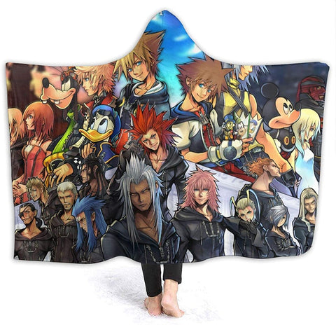 Image of Kingdom Hearts Flannel Hooded Blanket - Anime Blanket