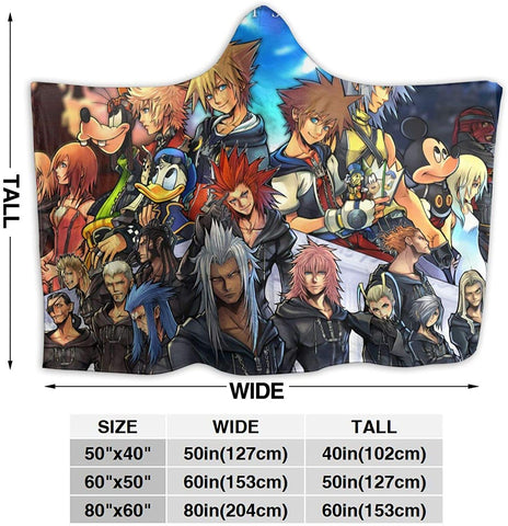 Image of Kingdom Hearts Flannel Hooded Blanket - Anime Blanket