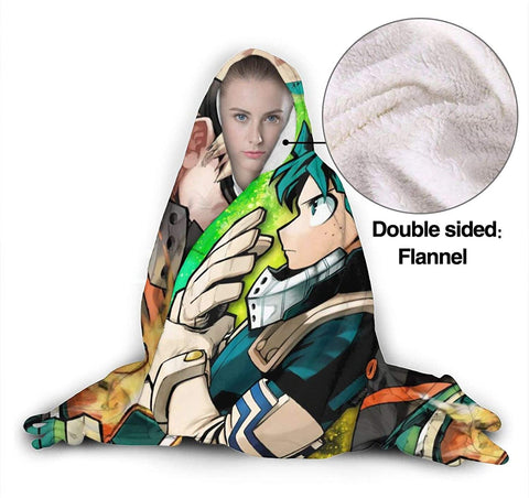 Image of Anime My Hero Academia Fleece Hooded Blanket - Printed Flannel Blanket