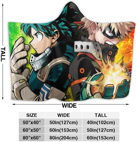 Image of Anime My Hero Academia Fleece Hooded Blanket - Printed Flannel Blanket