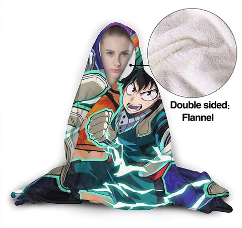 Image of Anime My Hero Academia Hooded Blanket - Fleece Printed Flannel Blanket