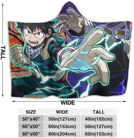 Image of Anime My Hero Academia Hooded Blanket - Fleece Printed Flannel Blanket