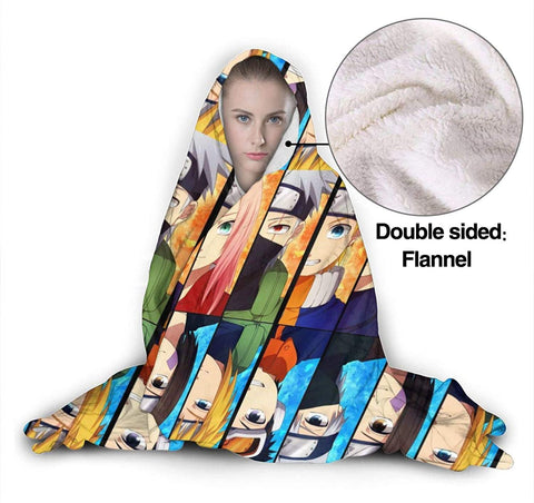 Image of Anime Naruto Fleece Flannel Throw Hooded Blanket Cloak