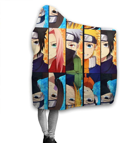 Image of Anime Naruto Fleece Flannel Throw Hooded Blanket Cloak