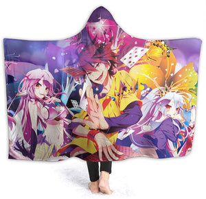 Anime No Game No Life Hooded Blanket - Printed Fleece Flannel Blanket