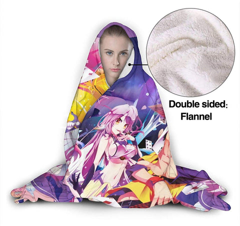 Image of Anime No Game No Life Hooded Blanket - Printed Fleece Flannel Blanket