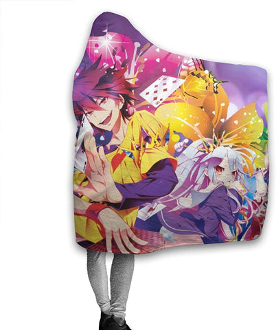 Image of Anime No Game No Life Hooded Blanket - Printed Fleece Flannel Blanket