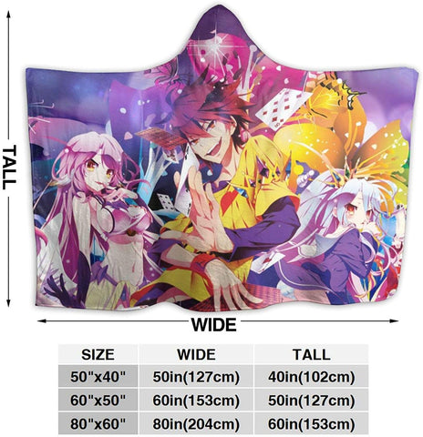 Image of Anime No Game No Life Hooded Blanket - Printed Fleece Flannel Blanket