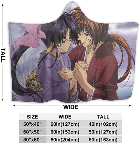 Image of Rurouni Kenshin Pilling Proof Flannel Hooded Blanket