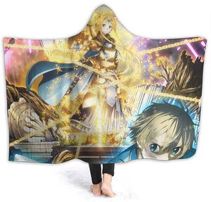 Anime Sword Art Online Hooded Blanket - Printed Fleece Flannel Blanket