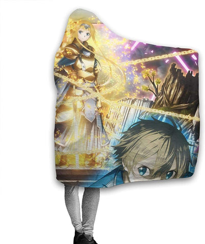 Image of Anime Sword Art Online Hooded Blanket - Printed Fleece Flannel Blanket