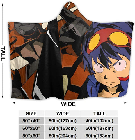 Image of Anime Tengen Toppa Gurren Lagann Fleece Flannel Winter Hooded Blankets