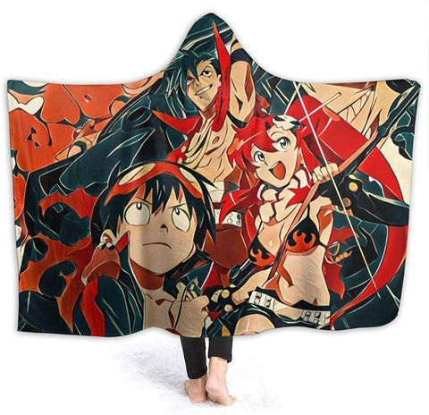 Image of Anime Tengen Toppa Gurren Lagann Blanket - Nap Throw Printed Hooded Blanket