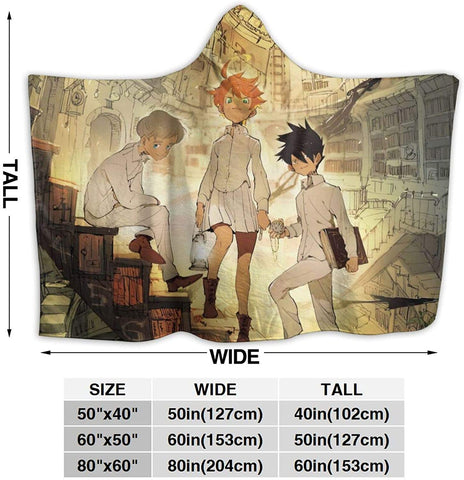 Image of The Promised Neverland Blanket - Nap Throw Anime Printed Hooded Blanket