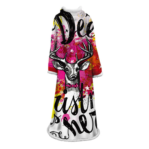 Image of 3D Digital Printed Blanket With Sleeves-Christmas Series Blanket Robe