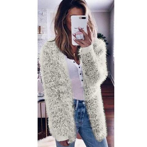 Image of Women Fashion Long Sleeve Casual Knit Cardigan Coat