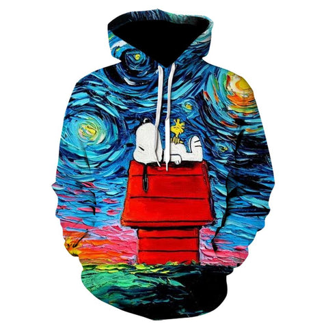 Image of Unisex 3D Prints Snoopy Hoody Pullover Hoodies