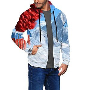 PUBG Hoodies - 3D Print White Snow Mountain Zipper Jacket with Pockets