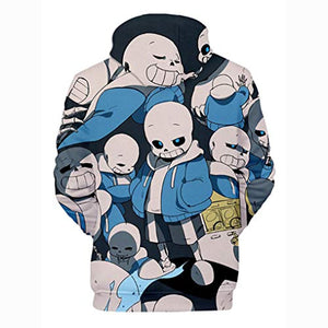 Undertale Hoodie - Cute Sans Skull 3D Print Pullover Drawstring Hoodie