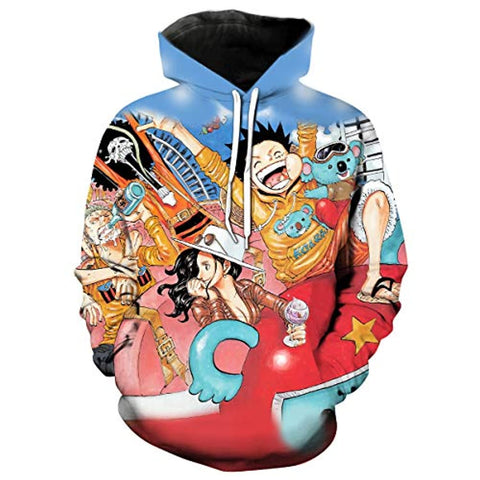 Image of Anime One Piece 3D Printed Hoodie - Unisex Luffy Pullover Sweatshirt