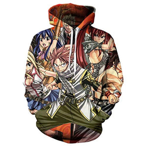 Fairy Tail Casual 3D Printed Pullovers - Pocket Drawstring Hoodies