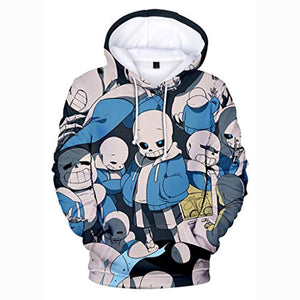 Undertale Hoodie - Cute Sans Skull 3D Print Pullover Drawstring Hoodie