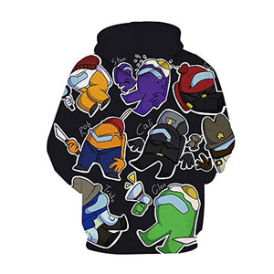 Game Among Us Hoodie - 3D Print Black Pullover Hoodie