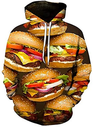 3D Printing Hamburger Hoodie Food Pullover Sweater