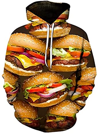Image of 3D Printing Hamburger Hoodie Food Pullover Sweater